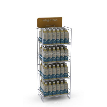 Reliable Merchandising Fixture Metal Wire Drink Display Rack, Free Standing 96 Soda Water Bottle Rack